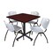 Kobe Kobe Square Table & Chair Set, Wood, Metal, Plastic Top, Mahogany TKB3636MH47GY - alternate 1